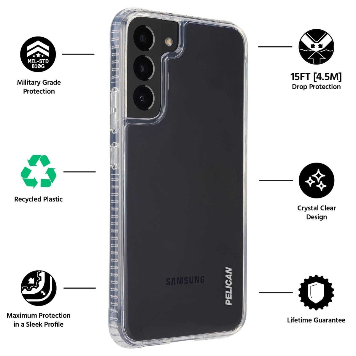 Pelican Ranger Slim Tough Case Samsung S22 Standard 6.1 inch - Clear - Mac Addict