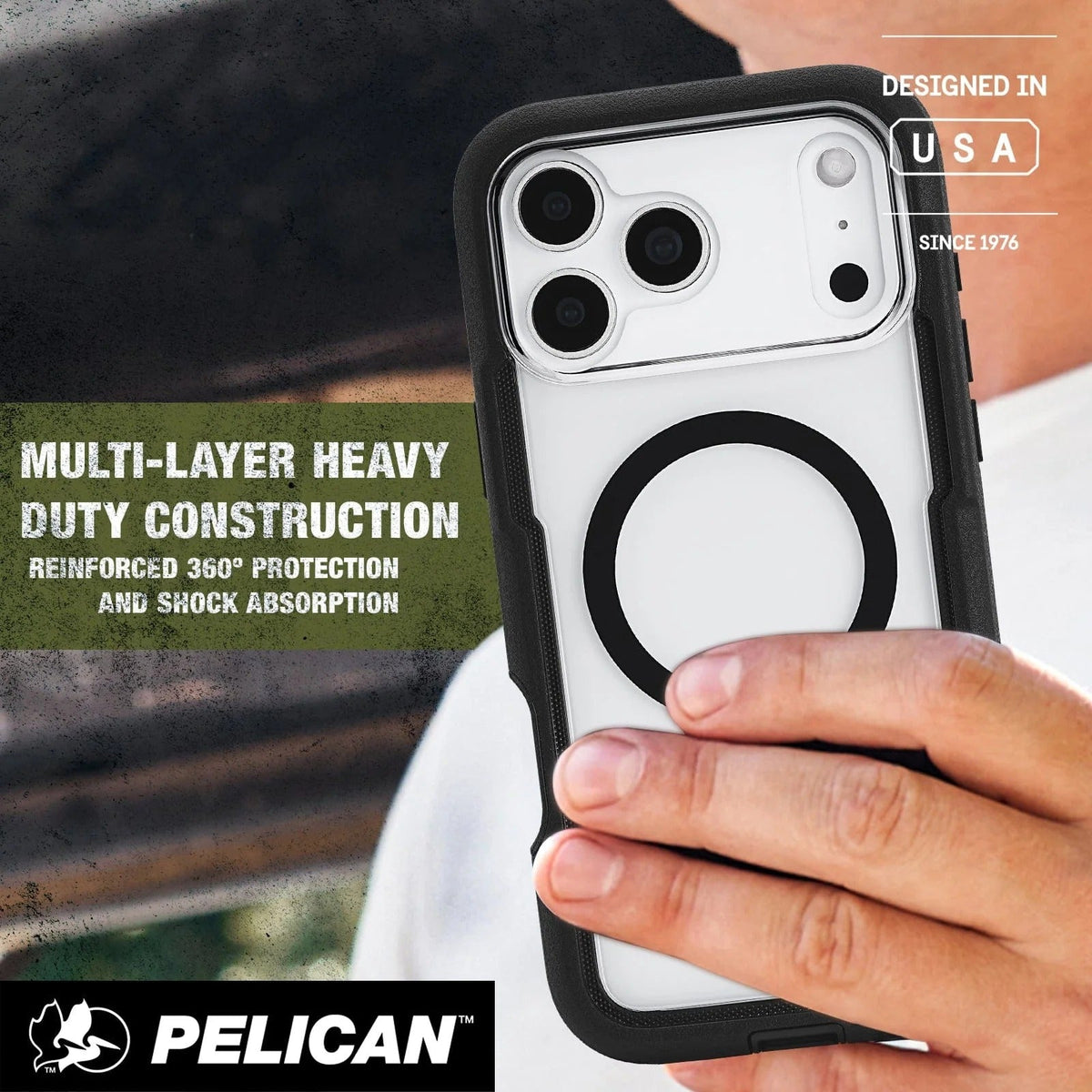 Voyager MagSafe Case with Holster for iPhone 18 Pro 6.3 in Clear/Black - Pelican