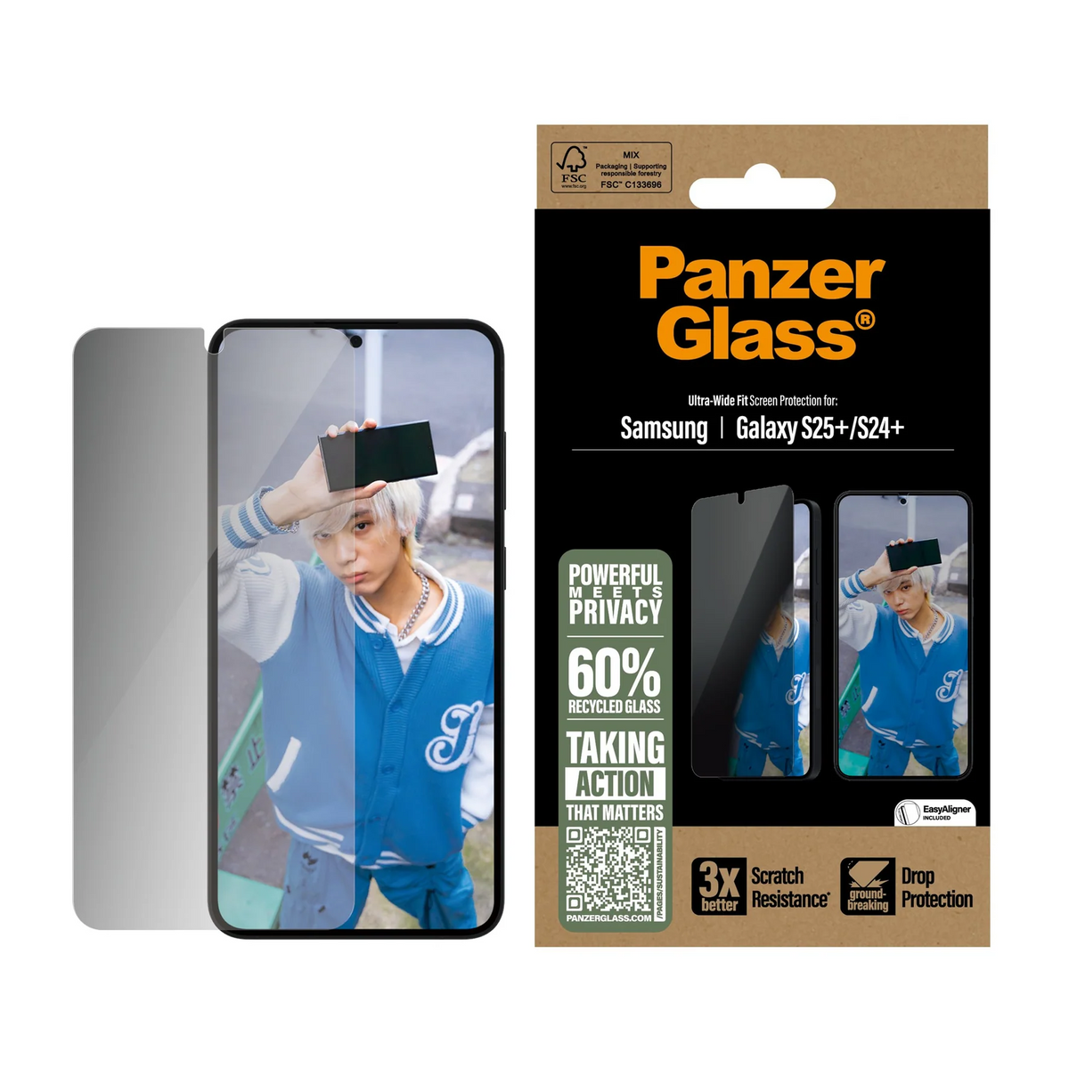 PanzerGlass UW Privacy Glass Screen Guard Samsung S25 Plus &amp; S24 Plus 6.7 - Tinted