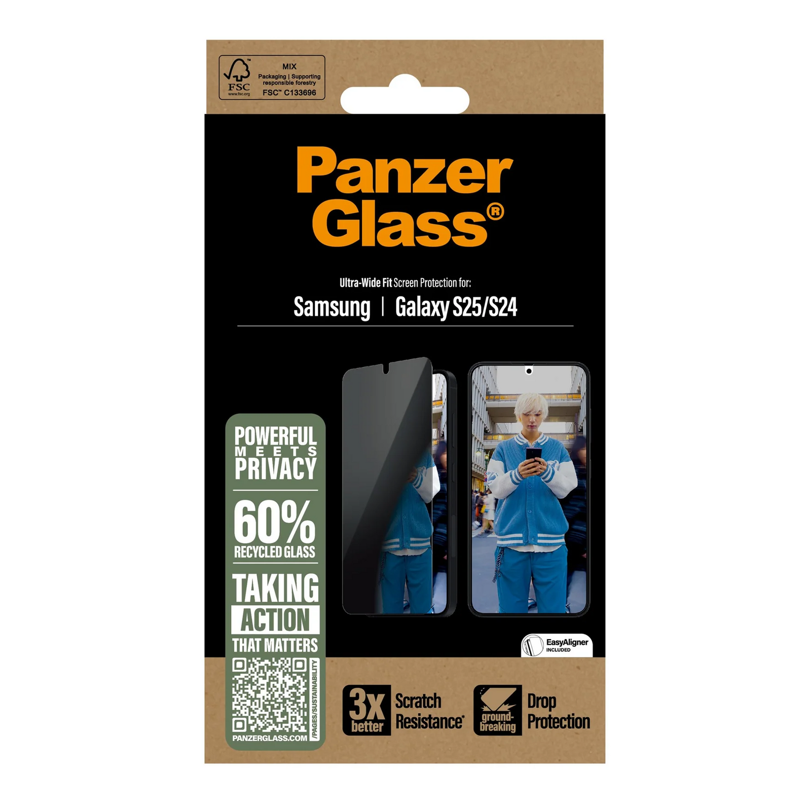 PanzerGlass UW Privacy Screen Guard Samsung S25 & S24 Standard 6.2 - Tint