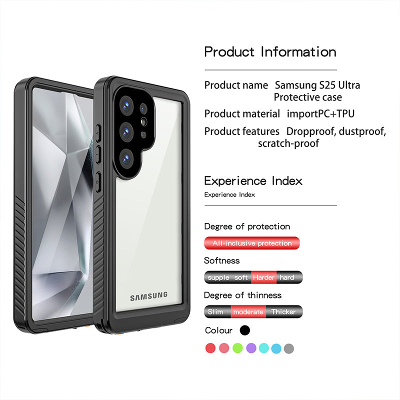Waterproof & Dustproof Samsung Galaxy S25 Ultra Case Built-in Screen Guard