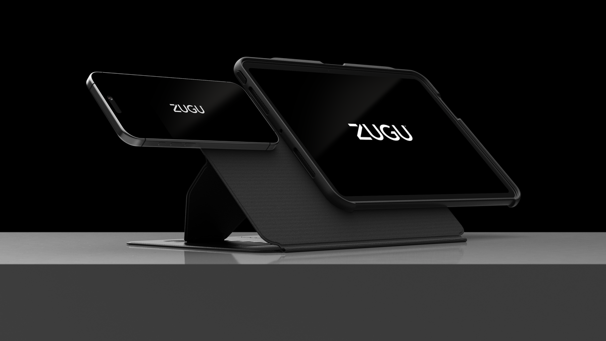 Tablet in ZUGU 360 case rotated in landscape mode