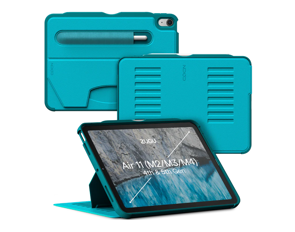 Zugu iPad Folio Case for iPad Air 11" M2 / M3 / M4 & Air 4th/5th - Aqua Teal - Mac Addict