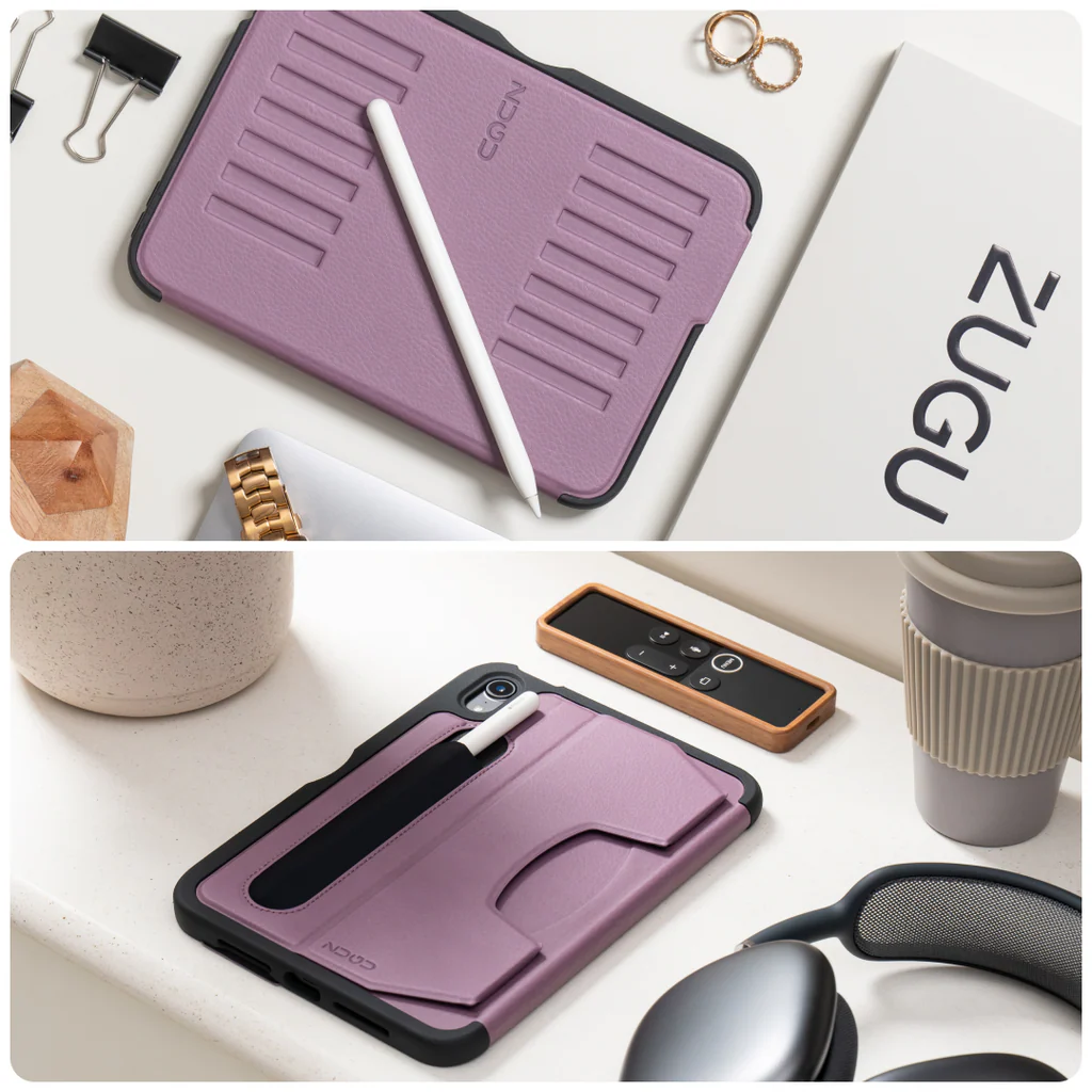 Zugu Rugged Folio Case iPad Mini 6/7 /A17 Pro Gen & Magnetic Stand - Purple