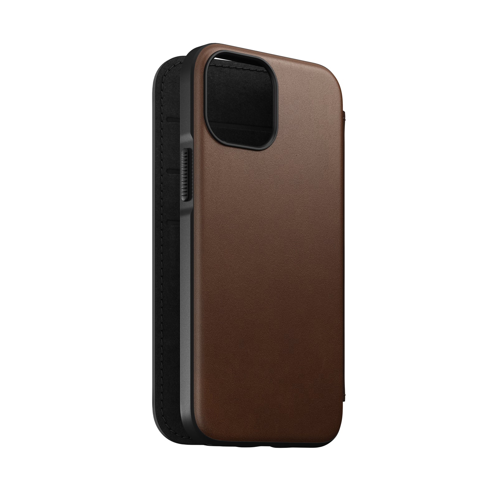 Nomad Modern Leather Folio w/ MagSafe For iPhone 13 mini - RUSTIC BROWN - Mac Addict