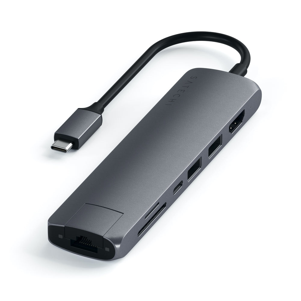 Satechi USB-C Slim Multiport Adapter w/ Ethernet + HDMI + 60W PD - Space Grey - Mac Addict