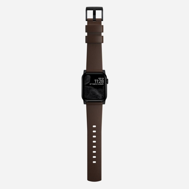 Nomad Modern Band 42mm/44mm/45mm/49mm Black Hardware Nomad Leather Bracelet - Brown