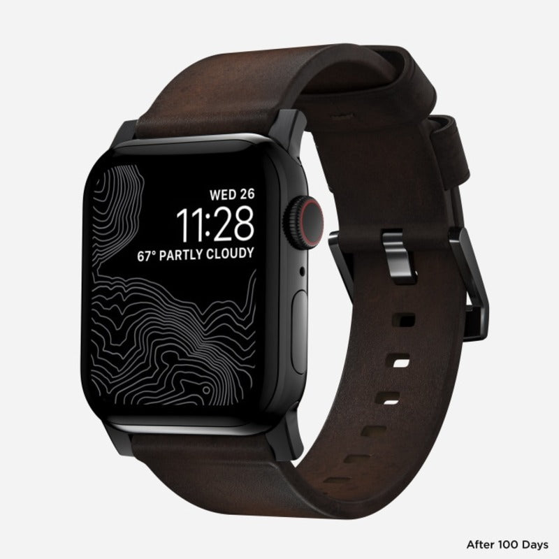 Nomad Modern Band 42mm/44mm/45mm/49mm Black Hardware Nomad Leather Bracelet - Brown