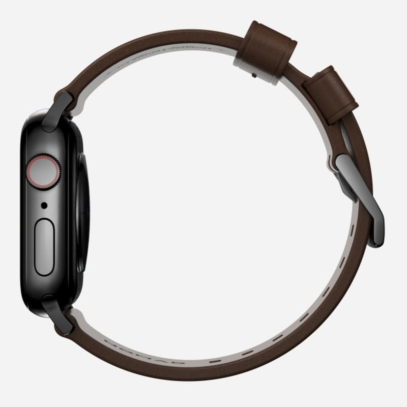 Nomad Modern Band 42mm/44mm/45mm/49mm Black Hardware Nomad Leather Bracelet - Brown