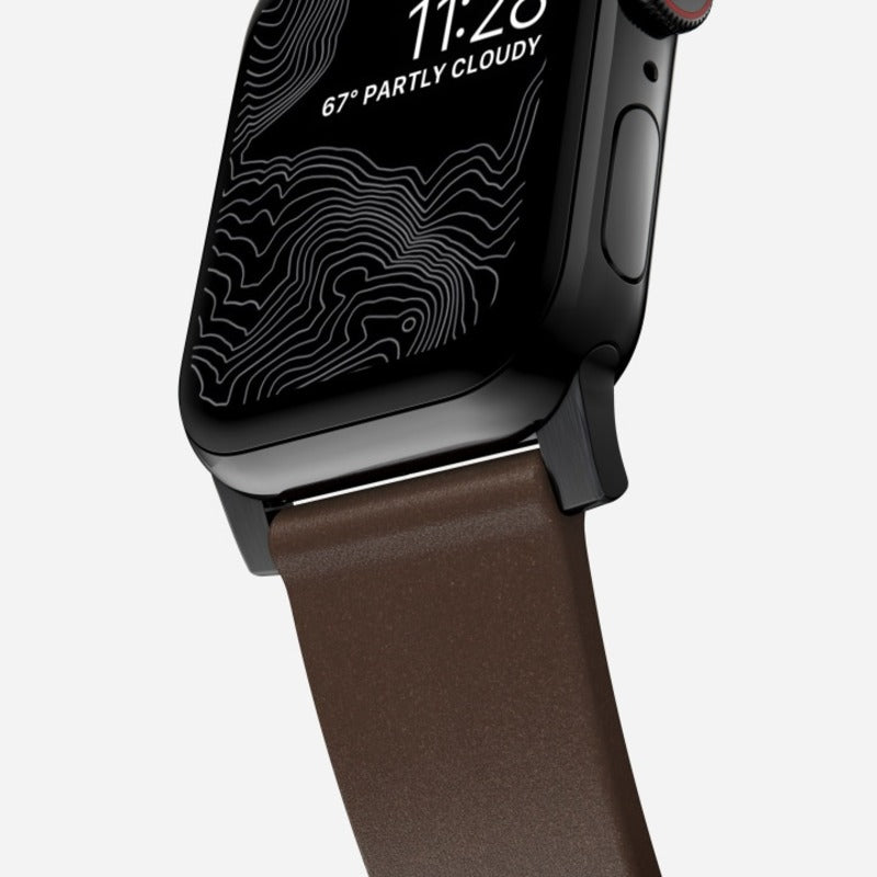 Nomad Modern Band 42mm/44mm/45mm/49mm Black Hardware Nomad Leather Bracelet - Brown