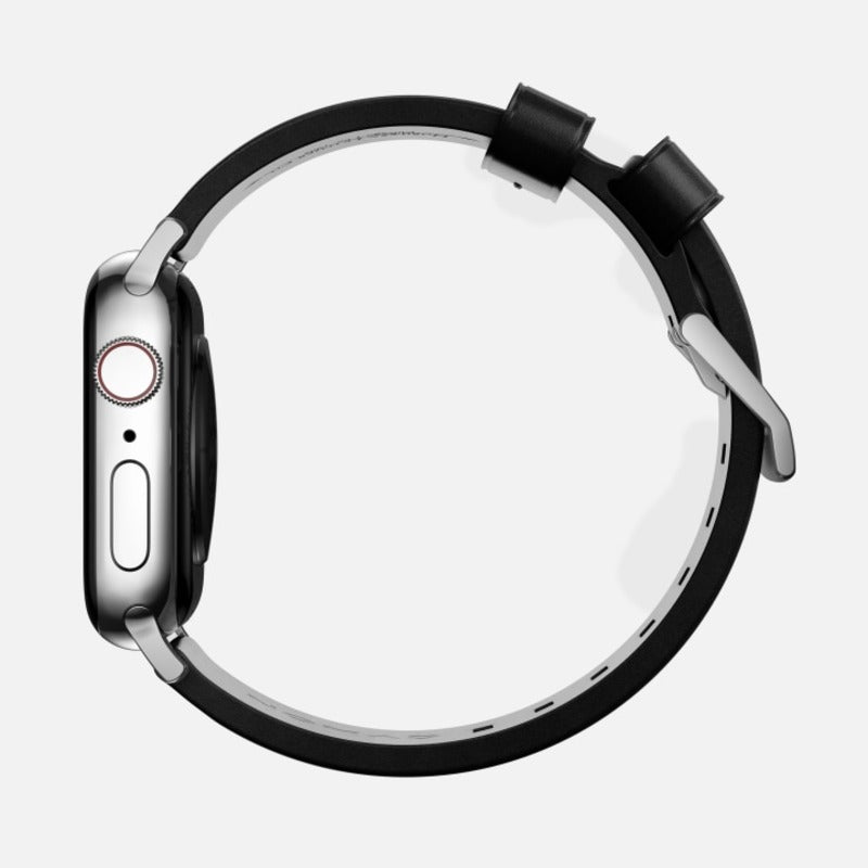 Nomad Modern Band 41mm Silver Hardware Leather Bracelet - Black
