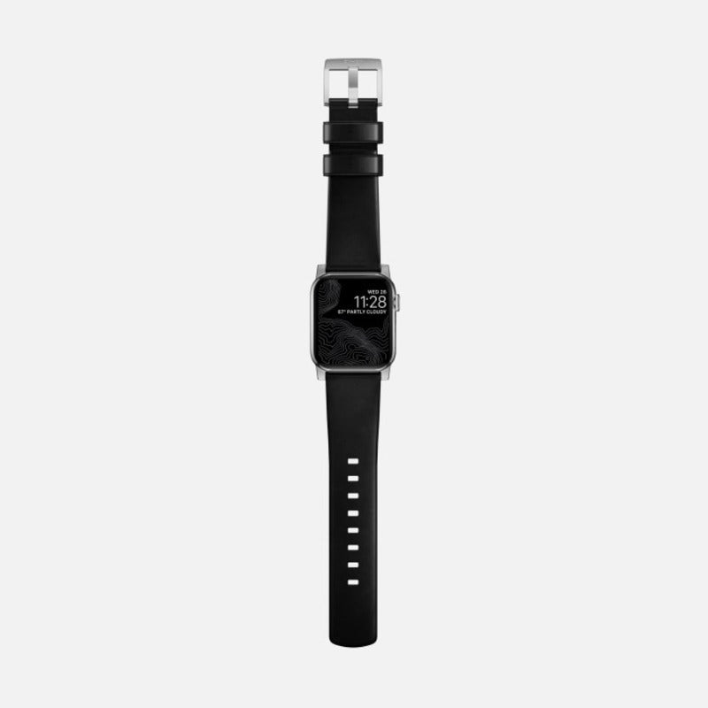 Nomad Modern Band 41mm Silver Hardware Leather Bracelet - Black
