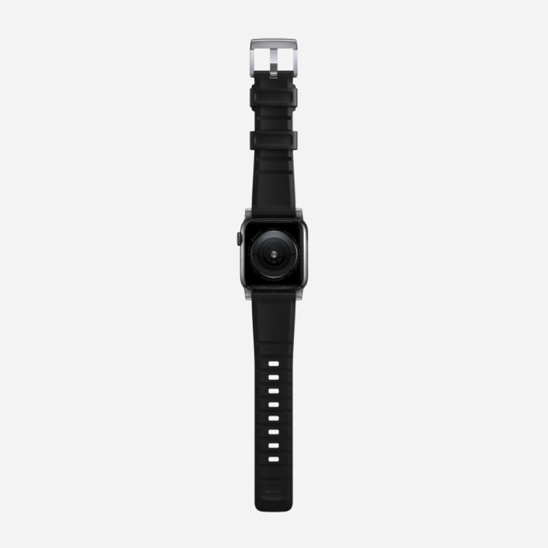 Nomad Rugged Band 41mm Silver Hardware FKM Rubber Bracelet - Black