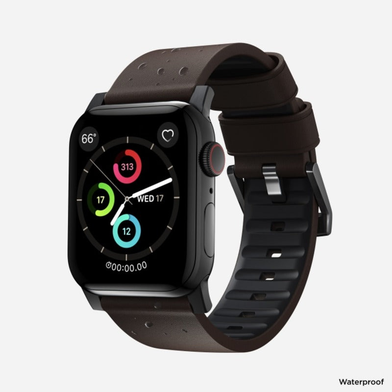 Nomad Active Band Pro 41mm Black Hardware Leather Bracelet - Classic Brown