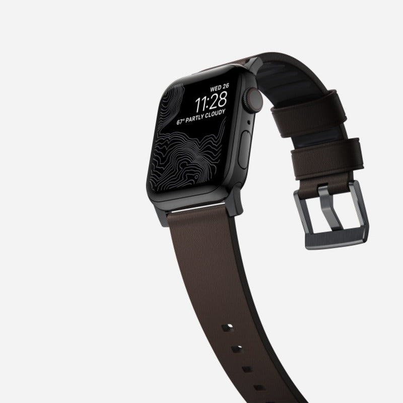 Nomad Active Band Pro 41mm Black Hardware Leather Bracelet - Classic Brown