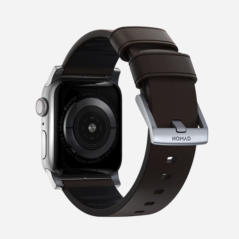 Nomad Active Band Pro 41mm Silver Hardware Leather Bracelet - Classic Brown
