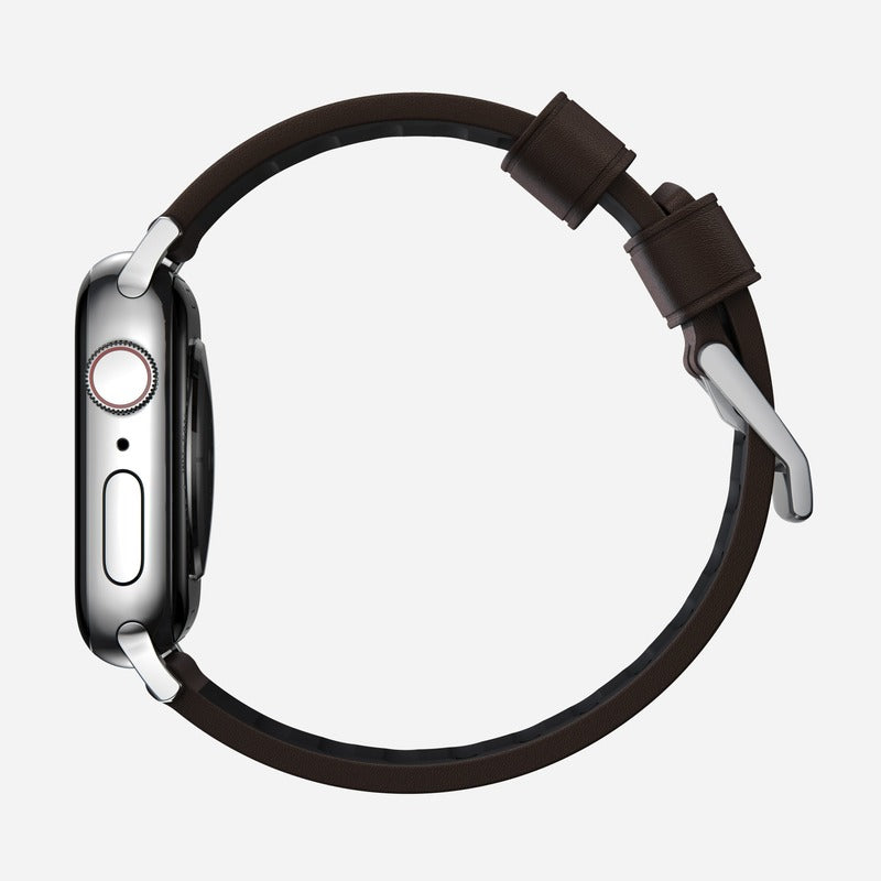 Nomad Active Band Pro 41mm Silver Hardware Leather Bracelet - Classic Brown