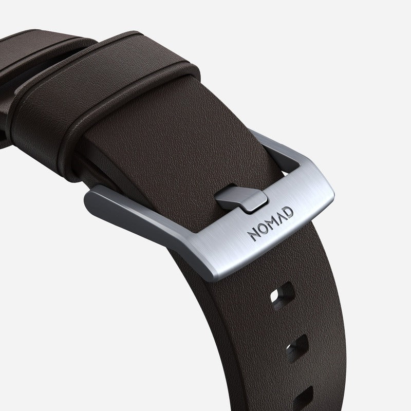 Nomad Active Band Pro 41mm Silver Hardware Leather Bracelet - Classic Brown