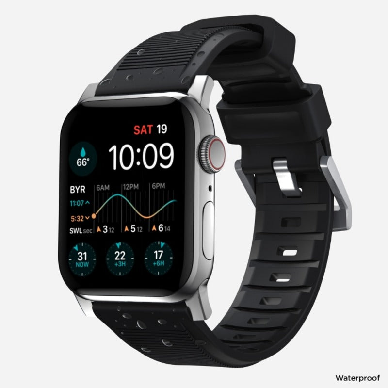 Nomad Rugged Band 45mm Silver Hardware Bracelet - Black