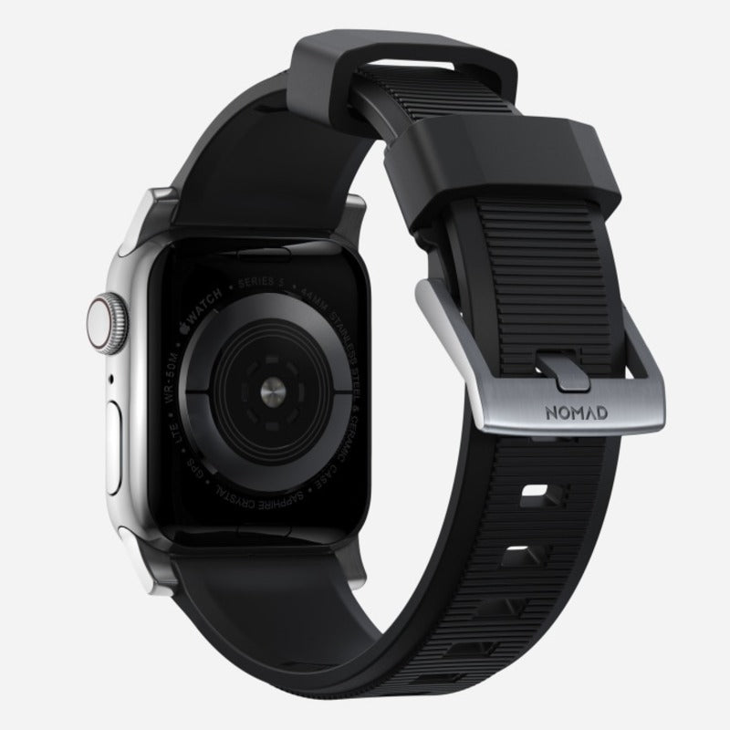 Nomad Rugged Band 45mm Silver Hardware Bracelet - Black