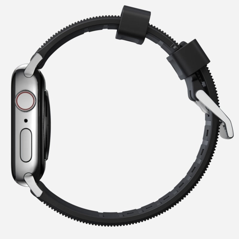 Nomad Rugged Band 45mm Silver Hardware Bracelet - Black