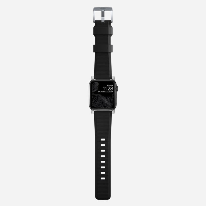 Nomad Rugged Band 45mm Silver Hardware Bracelet - Black