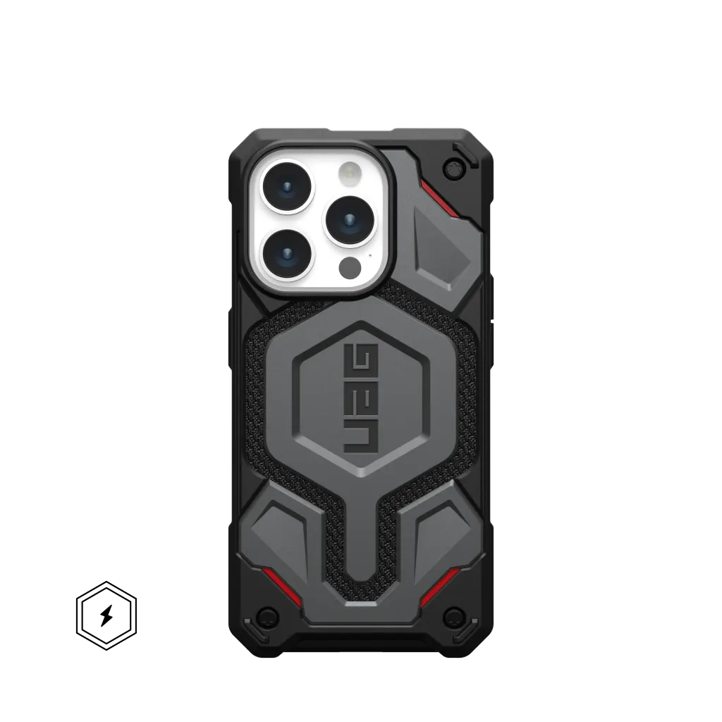 UAG Monarch Pro Rugged MagSafe Case iPhone 15 Pro 6.1 Kevlar Silver