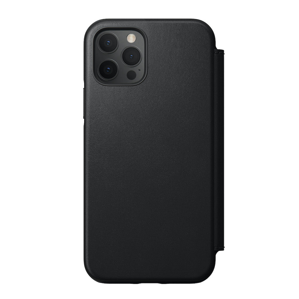 Nomad Rugged Leather Folio Case w/ Magsafe For iPhone 12/12 Pro - Black - Mac Addict