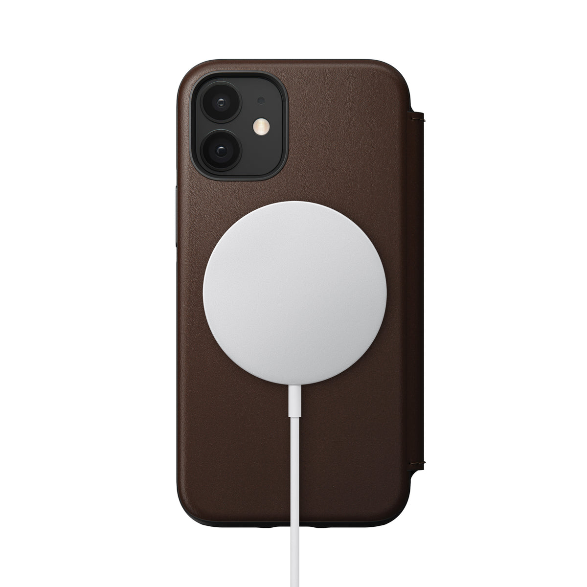 Nomad Rugged Leather Folio Case w/ Magsafe For iPhone 12 Mini - Brown - Mac Addict