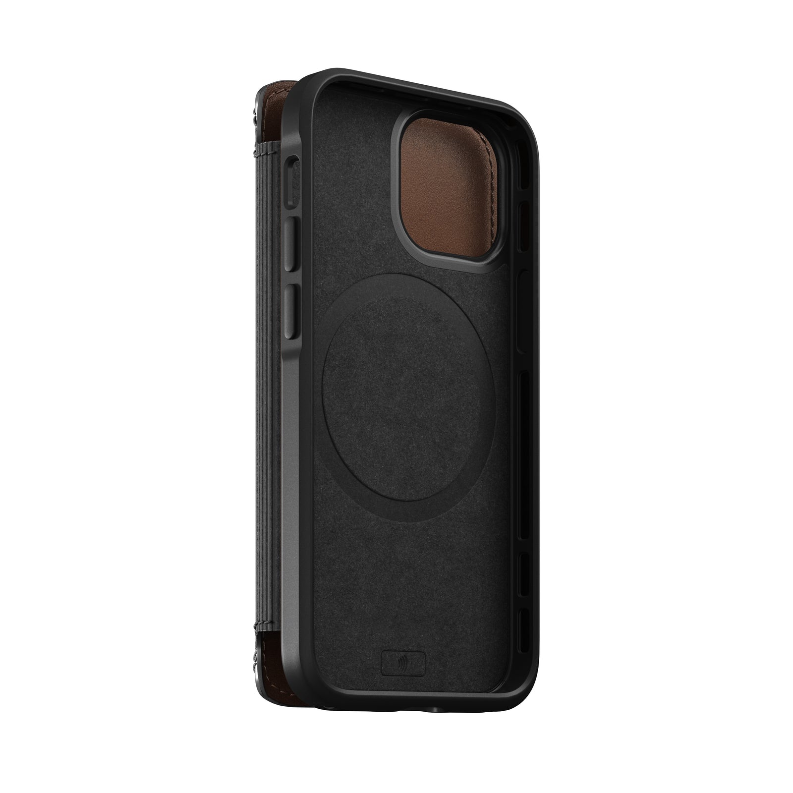 Nomad Modern Leather Folio w/ MagSafe For iPhone 13 mini - RUSTIC BROWN - Mac Addict