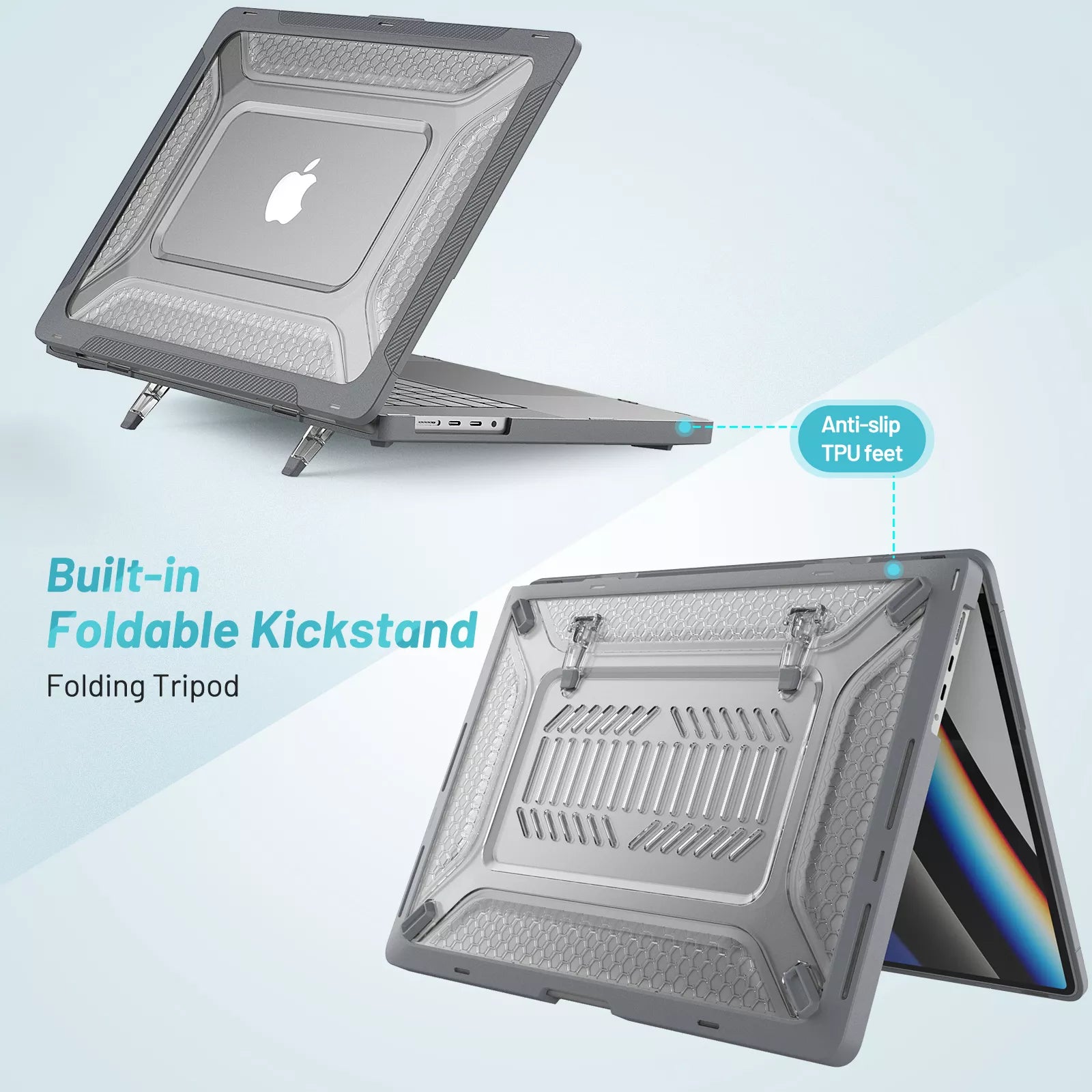 Rugged Protective & Heavy Duty Case Macbook Air 13.6 2022 M2 - Clear Grey