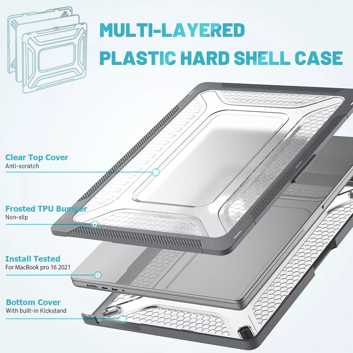 Rugged Protective & Heavy Duty Case Macbook Air 13.6 2022 M2 - Clear Grey