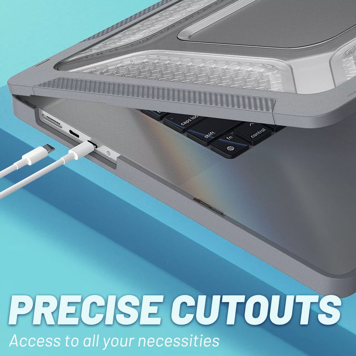 Rugged Protective & Heavy Duty Case Macbook Air 13.6 2022 M2 - Clear Grey