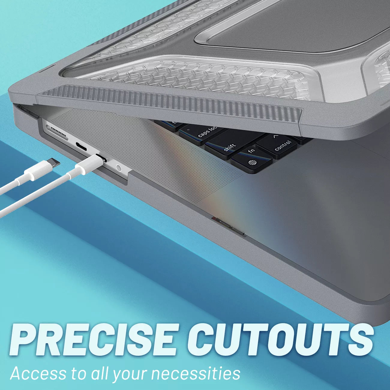 Rugged Protective & Heavy Duty Case Macbook Air 13.6 2022 M2 - Clear Grey