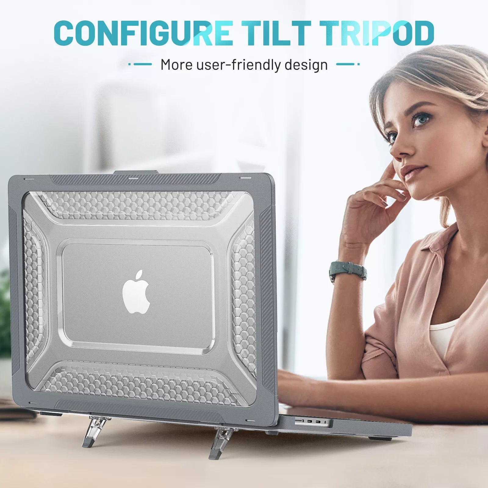 Rugged Protective & Heavy Duty Case Macbook Air 13.6 2022 M2 - Clear Grey