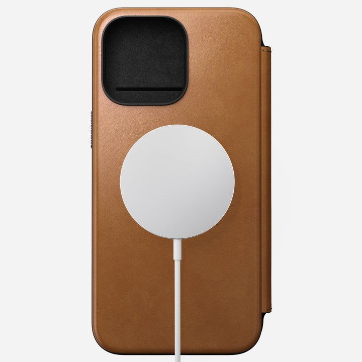Nomad Modern Leather Folio Case iPhone 15 Pro Max -English Tan
