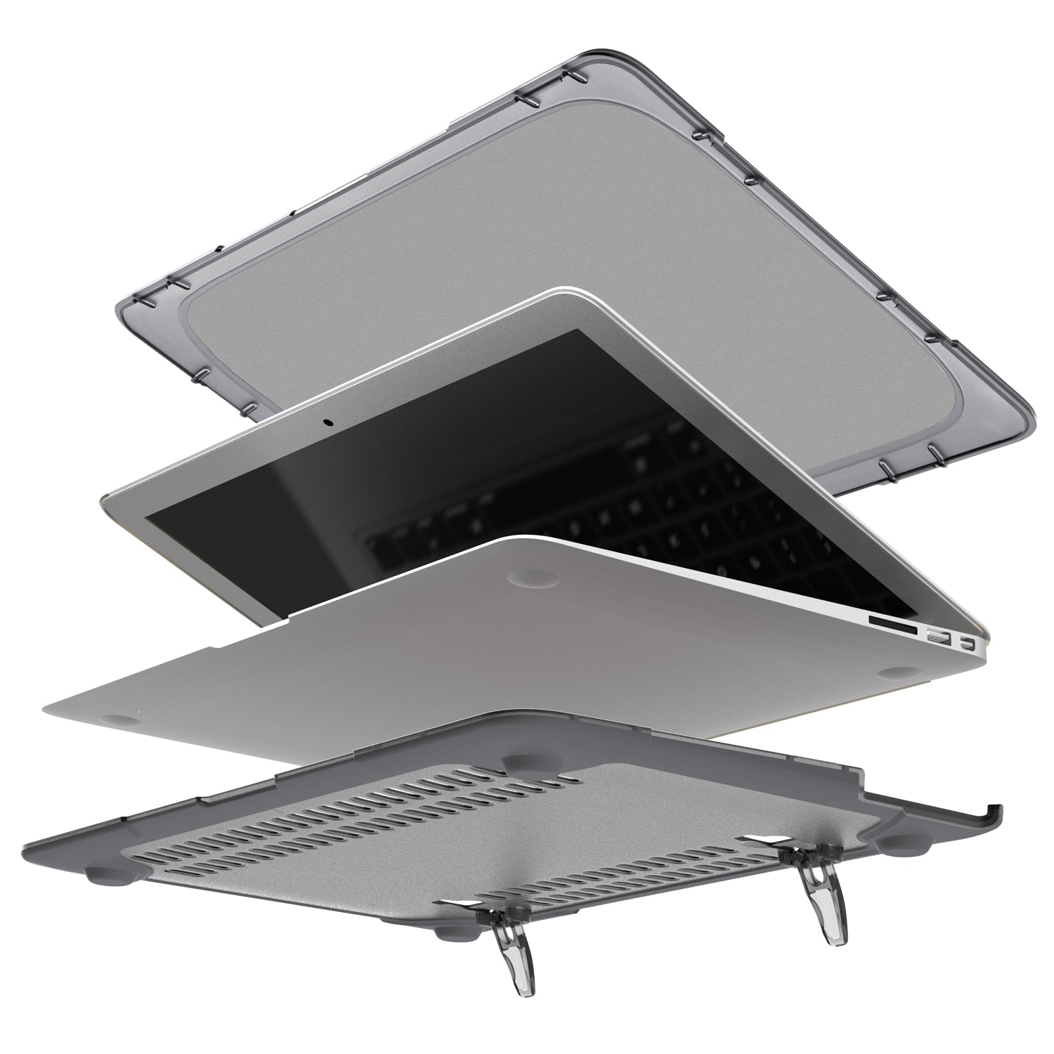 Rugged Protective & Heavy Duty Case Macbook Air 13 (2010-2017) - Clear Grey