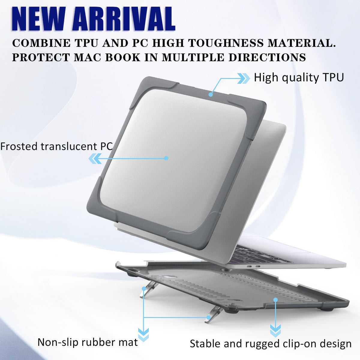 Rugged Protective & Heavy Duty Case Macbook Pro 13 (2020 & 2021) - Clear Grey