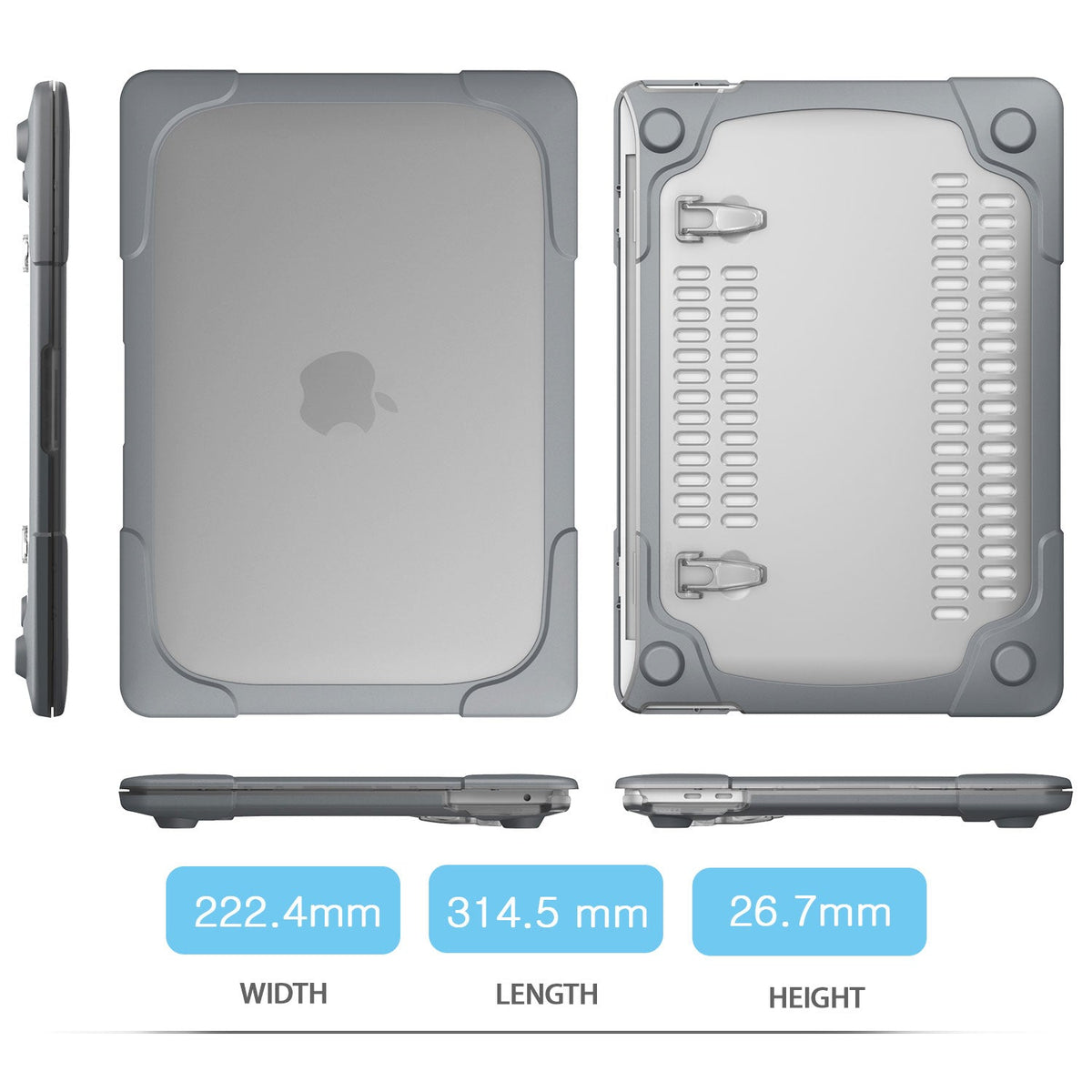 Rugged Protective & Heavy Duty Case Macbook Pro 13 (2020 & 2021) - Clear Grey