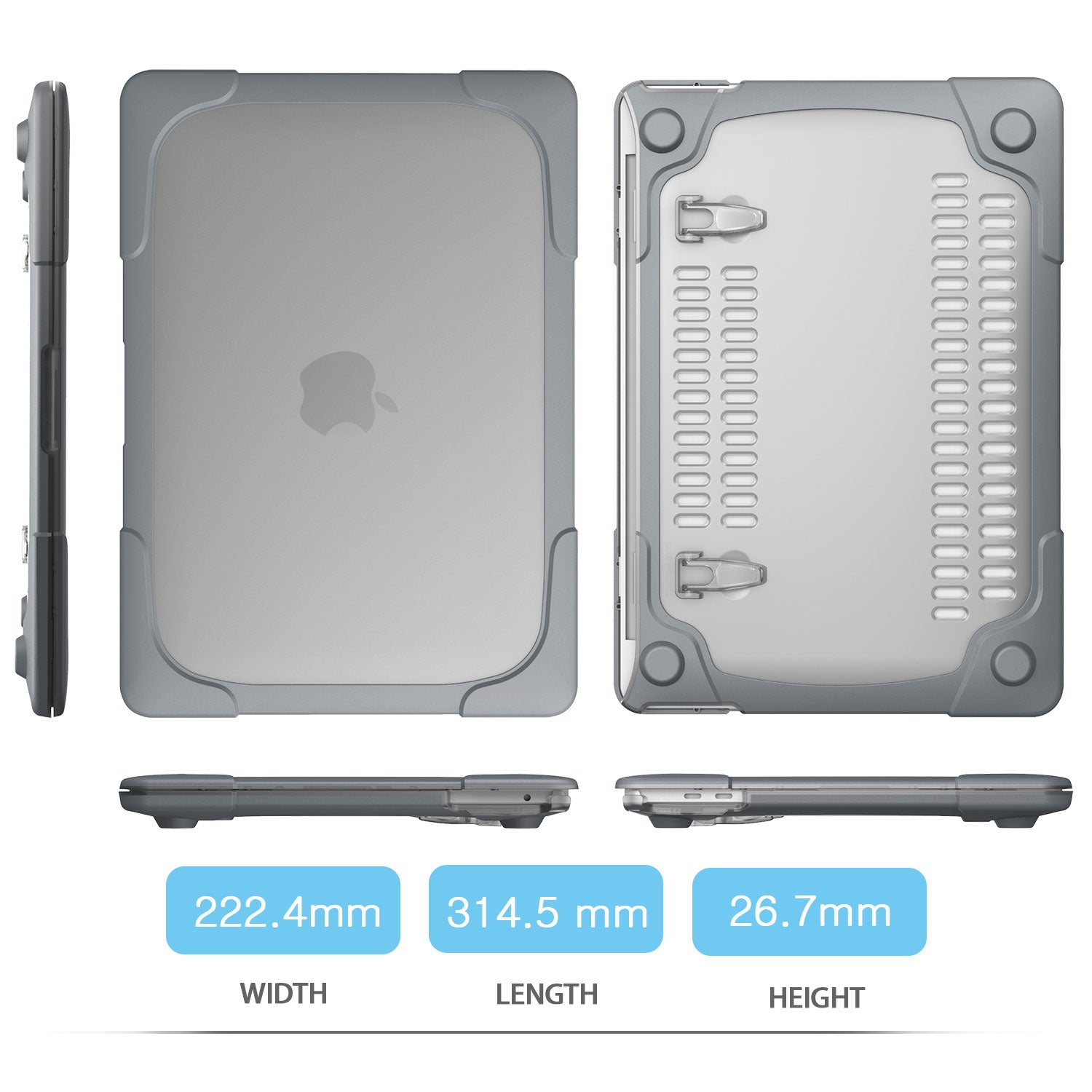 Rugged Protective & Heavy Duty Case Macbook Pro 13 (2020 & 2021) - Clear Grey