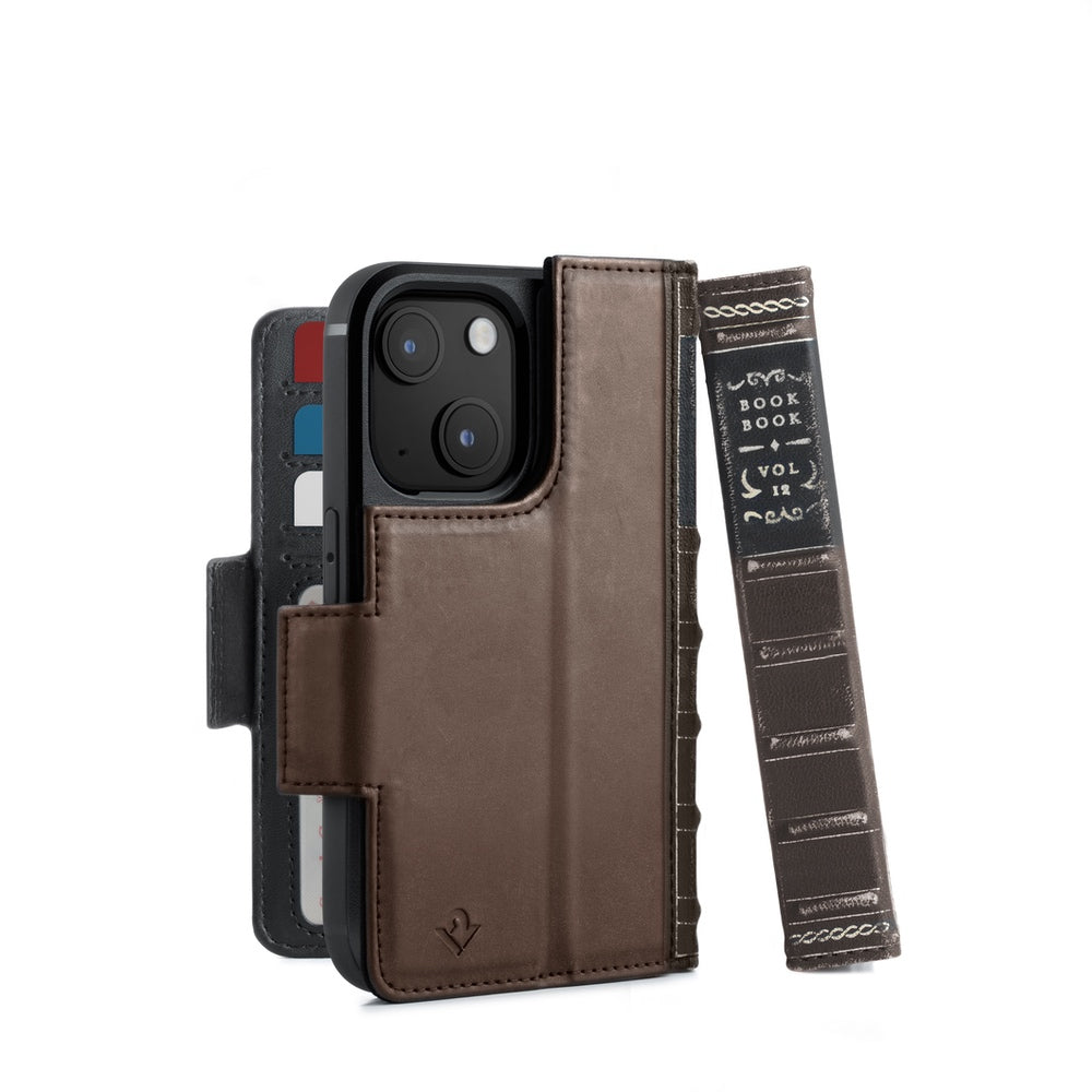 Twelve South BookBook Leather Wallet MagSafe Case For iPhone 13 Mini - Brown