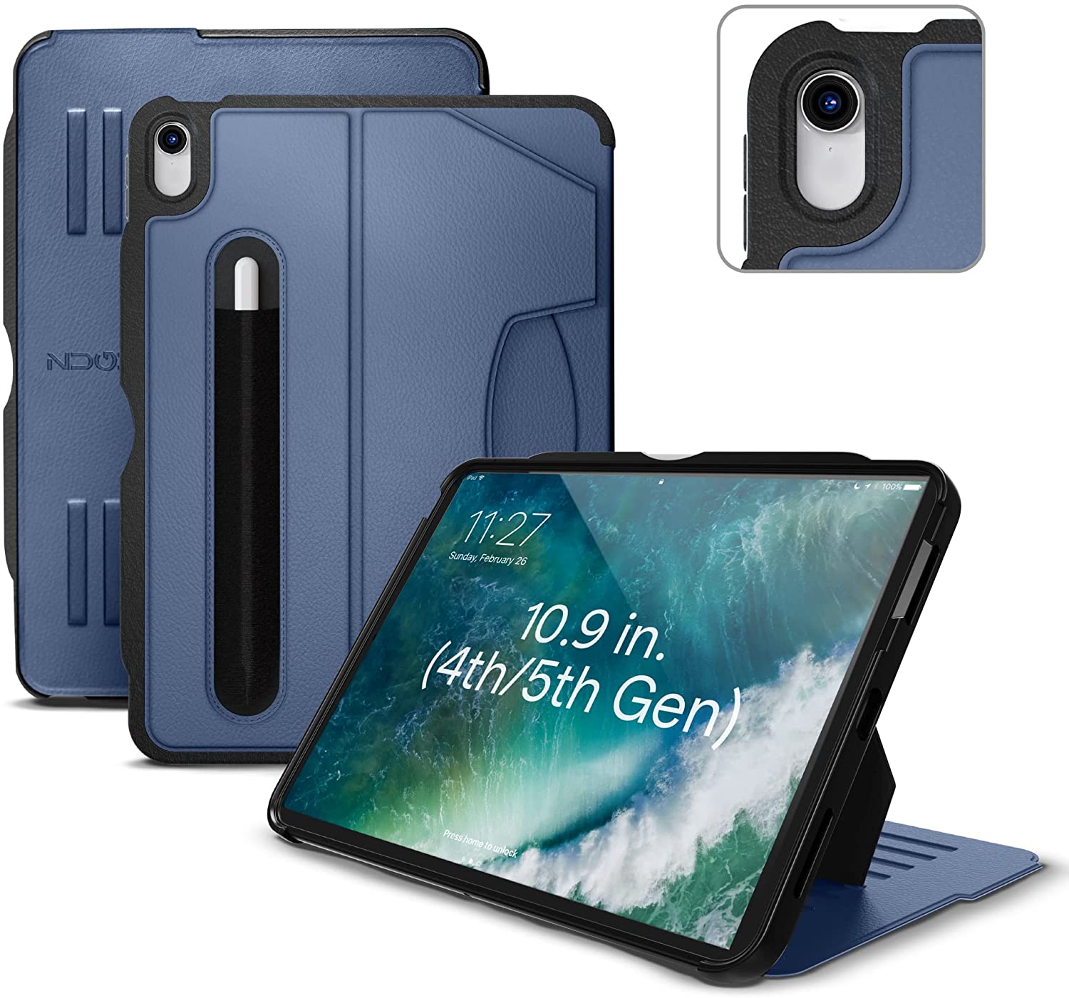 Zugu iPad Folio Case Magnetic Stand iPad Air 5th & 4th 10.9 inch - Slate Blue