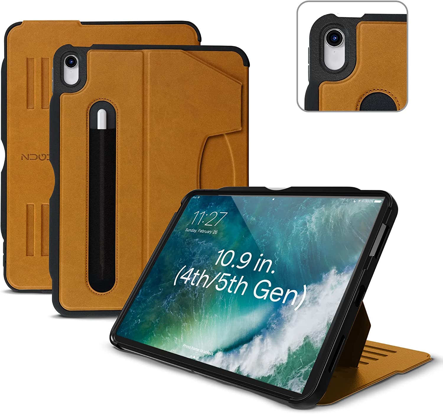 Zugu iPad Folio Case Magnetic Stand iPad Air 5th & 4th 10.9 inch - Brown